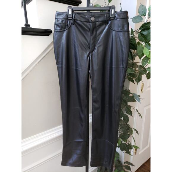 Joie Pants Womens 6 Black Solid Faux Leather Straight Leg 5 Pocket Regular Fit - Picture 1 of 11